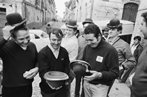 Jimmy Greaves seen here having fun with bola hats at the World Cup Rally during Jimmy Greaves seen here having fun with bola hats at the World Cup Rally during
