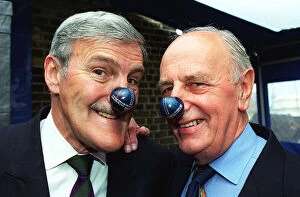 Images Dated 8th June 1998: Jimmy Hill and Brian Moore June 1998 wear Daily Record tartan noses