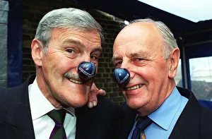 Jimmy Hill and Brian Moore June 1998 wear Daily Record tartan noses Jimmy Hill and Brian Moore June 1998 wear Daily Record tartan noses