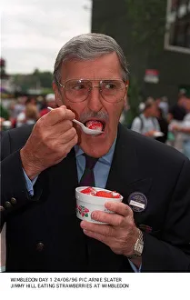Jimmy Hill eating strawberries at Wimbledon Jimmy Hill eating strawberries at Wimbledon