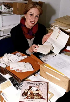 Joanna Lumley actress at the Imperial War Museum holding some letters from soldiers Joanna Lumley actress at the Imperial War Museum holding some letters from soldiers