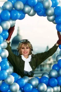 Joanna Lumley Actress launching air miles appeal for Oxfam November 1988 Joanna Lumley Actress launching air miles appeal for Oxfam November 1988
