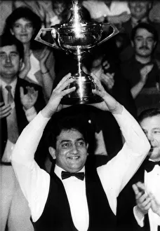 Joe Johnson holds aloft the trophy after winning the World Snooker Championships Final Joe Johnson holds aloft the trophy after winning the World Snooker Championships Final