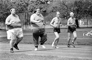Images Dated 16th May 1979: Jogger-nauts: John Robinson sports writer with Colin Taylor jogging in Battersea Park