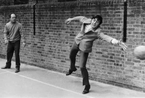 John Alderton actor appearing in the film version of Please Sir tries to save a goal as John Alderton actor appearing in the film version of Please Sir tries to save a goal as