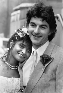 John Altman and bride Brigitte. February 1986 P003918 John Altman and bride Brigitte. February 1986 P003918
