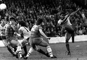 Images Dated 16th March 1985: John Barnes of Watford bends the ball around the Chelsea defence for a shot at goal