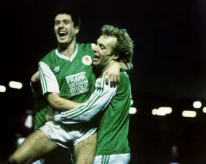 John Collins & Steve Archibald celebrate goal August 1989 John Collins & Steve Archibald celebrate goal August 1989