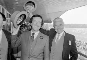John Forsyth with terry Wogan at Ascot horse race June 1985 John Forsyth with terry Wogan at Ascot horse race June 1985