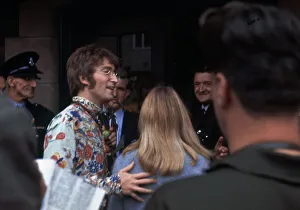 John Lennon and his wife Cynthia attend an International Meditation Society meeting at John Lennon and his wife Cynthia attend an International Meditation Society meeting at