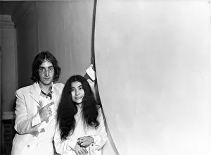 John Lennon with Yoko Ono at You are here art exhibition John Lennon with Yoko Ono at You are here art exhibition