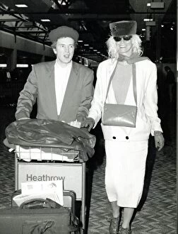 Images Dated 22nd February 1988: John Lydon and his wife Nora Lydon leaving London Airport Heathrow for Miami