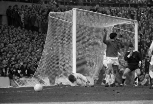 John Mahoney on ground after handling the ball March 1971 in the FA Cup Semi Final John Mahoney on ground after handling the ball March 1971 in the FA Cup Semi Final