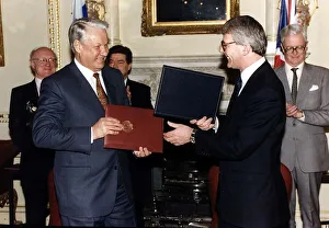 John Major British Conservatitve Prime Minister with Russian President Boris Yeltsin John Major British Conservatitve Prime Minister with Russian President Boris Yeltsin