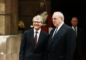 John Major with German premier Helmut Kohl at a summit meeting, July 1991 John Major with German premier Helmut Kohl at a summit meeting, July 1991