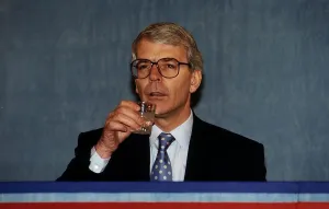 John Major MP Prime Minister drinking a glass of water at Conservative Party Conference John Major MP Prime Minister drinking a glass of water at Conservative Party Conference