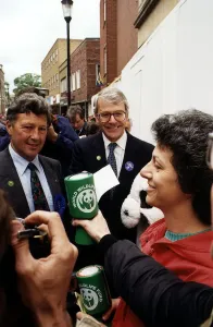 John Major Prime Minister meets some charity collectors for the WWF John Major Prime Minister meets some charity collectors for the WWF
