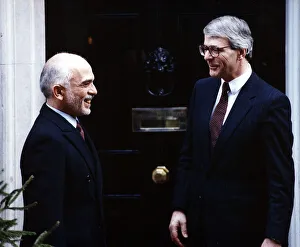 John Major Prime Minister meets King Hussein of Jordan outside number 10 Downing Street John Major Prime Minister meets King Hussein of Jordan outside number 10 Downing Street