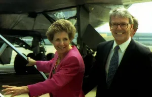 John Major and his wife Norma on their way to Washington at Heathrow airport John Major and his wife Norma on their way to Washington at Heathrow airport