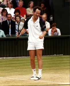 John McEnroe tennis champion in action angry with himself John McEnroe tennis champion in action angry with himself
