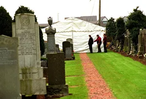 John McInnes, the burial site of Bible John, police outside tent bones reburied John McInnes, the burial site of Bible John, police outside tent bones reburied