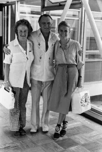 John Mills and his wife Mary at Heathrow to see their daughter Juliet off to New York John Mills and his wife Mary at Heathrow to see their daughter Juliet off to New York