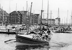 The John and Naomi Beattie, a restored lifeboat, starts its journey from Swansea to The John and Naomi Beattie, a restored lifeboat, starts its journey from Swansea to