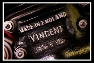 John Surtees motorcylce March 1999 showing registration plate Vincent John Surtees motorcylce March 1999 showing registration plate Vincent