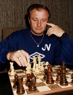 Josef Venglos Aston Villa manager October 1990 Playing a game of chess Josef Venglos Aston Villa manager October 1990 Playing a game of chess