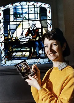 Joy Brodier stands in front of the window at the Bunyan Freechurch at Bedford pictured Joy Brodier stands in front of the window at the Bunyan Freechurch at Bedford pictured
