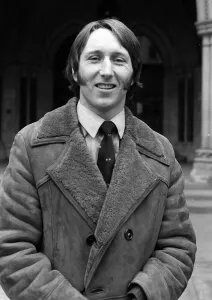 JPR Williams, Rugby Union player at the high court attending a libel case, February 1982 JPR Williams, Rugby Union player at the high court attending a libel case, February 1982