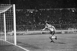 Jubilant Kevin Keegan after scoring England's opening goal during the England v Jubilant Kevin Keegan after scoring England's opening goal during the England v