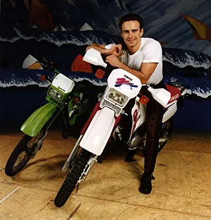 Julian McMahon, Australian actor, sits on motorbike Julian McMahon, Australian actor, sits on motorbike