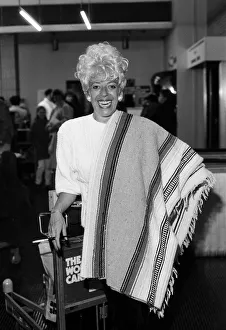 Julie Goodyear at Manchester Airport. January 1986 Julie Goodyear at Manchester Airport. January 1986