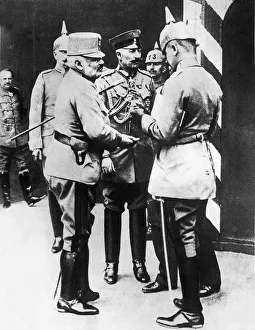 Kaiser Wilhelm II seen here with Grand Duke Friedrich of Austria at an Iron Cross medal Kaiser Wilhelm II seen here with Grand Duke Friedrich of Austria at an Iron Cross medal