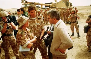 Kate Adie Television Reporter speaking to John Major at the battlefront during the Gulf Kate Adie Television Reporter speaking to John Major at the battlefront during the Gulf