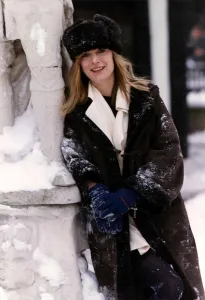 Kate Buffery actress in the snow at Soho Square to launch The Orchid House Channel 4s Kate Buffery actress in the snow at Soho Square to launch The Orchid House Channel 4s