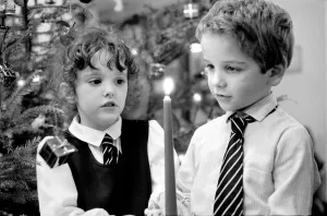 Kate Hurst aged 5 and Shaun Para aged 5, during a Christmas carol concert at Victoria Kate Hurst aged 5 and Shaun Para aged 5, during a Christmas carol concert at Victoria