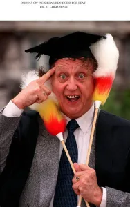 Ken Dodd comedian waring mortar board hat Ken Dodd after being made an honorary fellow Ken Dodd comedian waring mortar board hat Ken Dodd after being made an honorary fellow