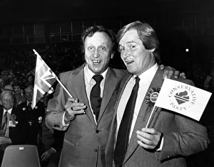 Ken Dodd and William Roache at a Conservative party rally. 6th June 1987 Ken Dodd and William Roache at a Conservative party rally. 6th June 1987