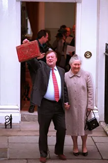 Kenneth Clarke MP chancelor of the exchequer with his wife Gillian Clarke stand outside Kenneth Clarke MP chancelor of the exchequer with his wife Gillian Clarke stand outside