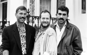 Kenny Everett, Comedian, with boyfriends, Nikolai Grishanovich (left Kenny Everett, Comedian, with boyfriends, Nikolai Grishanovich (left