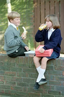 Kids eating their lunch at school, August 1993 Kids eating their lunch at school, August 1993