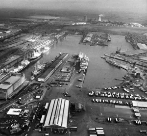 King George and Queen Elizabeth Docks, Hull seen from the cockpit of a RAF Jaguar King George and Queen Elizabeth Docks, Hull seen from the cockpit of a RAF Jaguar