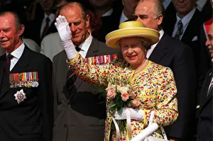 King Hussein of Jordan with Queen Elizabeth II and Prince Philip King Hussein of Jordan with Queen Elizabeth II and Prince Philip