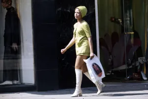 Kings Road Chelsea London June 1970 Fashion 1970s A woman walking down Kings Road Chelsea London June 1970 Fashion 1970s A woman walking down
