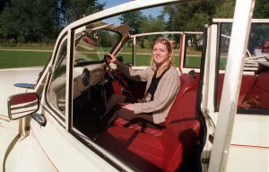 Kirsty Morgan sitting inside her Morris Minor Tourer 16th Septeber 1997 Kirsty Morgan sitting inside her Morris Minor Tourer 16th Septeber 1997
