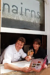 Kirsty Wark TV Presenter Aug 1998 and Nick Nairn chef at the Scottish Thistle Awards Kirsty Wark TV Presenter Aug 1998 and Nick Nairn chef at the Scottish Thistle Awards