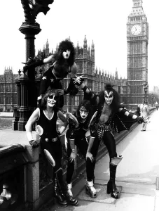 Kiss, American rock band arrived in the UK today, the four man group landed at Heathrow Kiss, American rock band arrived in the UK today, the four man group landed at Heathrow