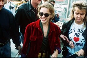 Images Dated 12th October 1989: Kylie Minogue Pop Singer / Actress was at Londons Capital Radio to help celebrate their